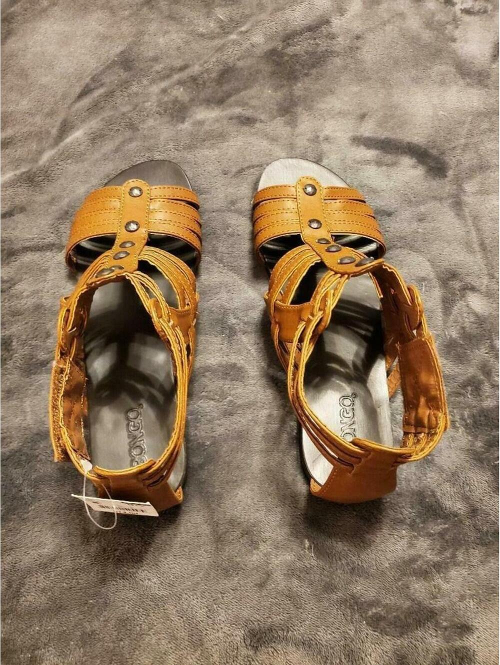 TAN STUDDED BONGO SANDALS - BRAND NEW WITH TAG